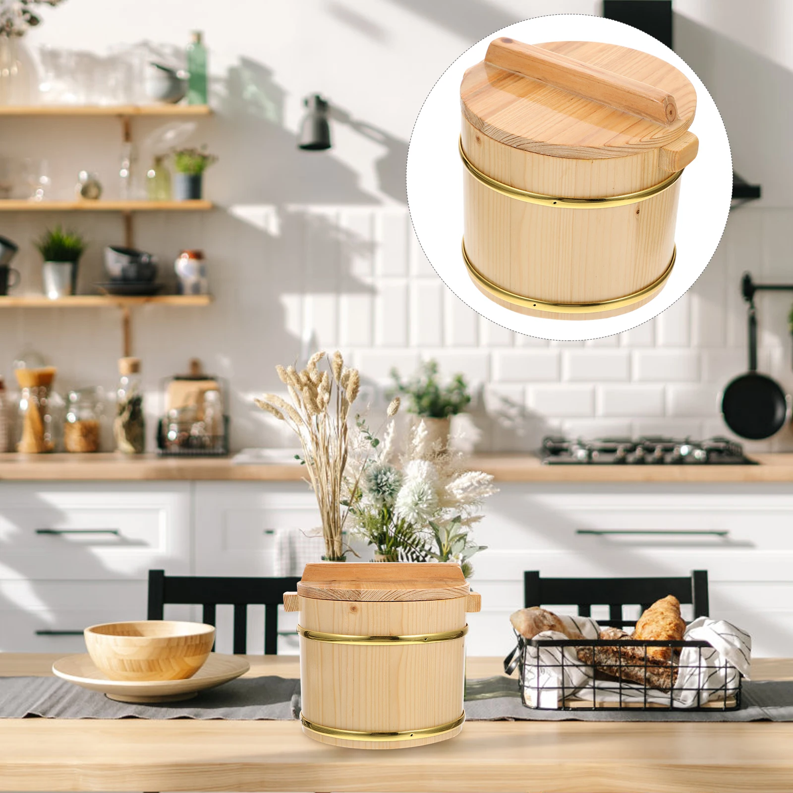 

Steamer Rice Storage Wooden Barrel Container Restaurant Bucket Sushi Accessories