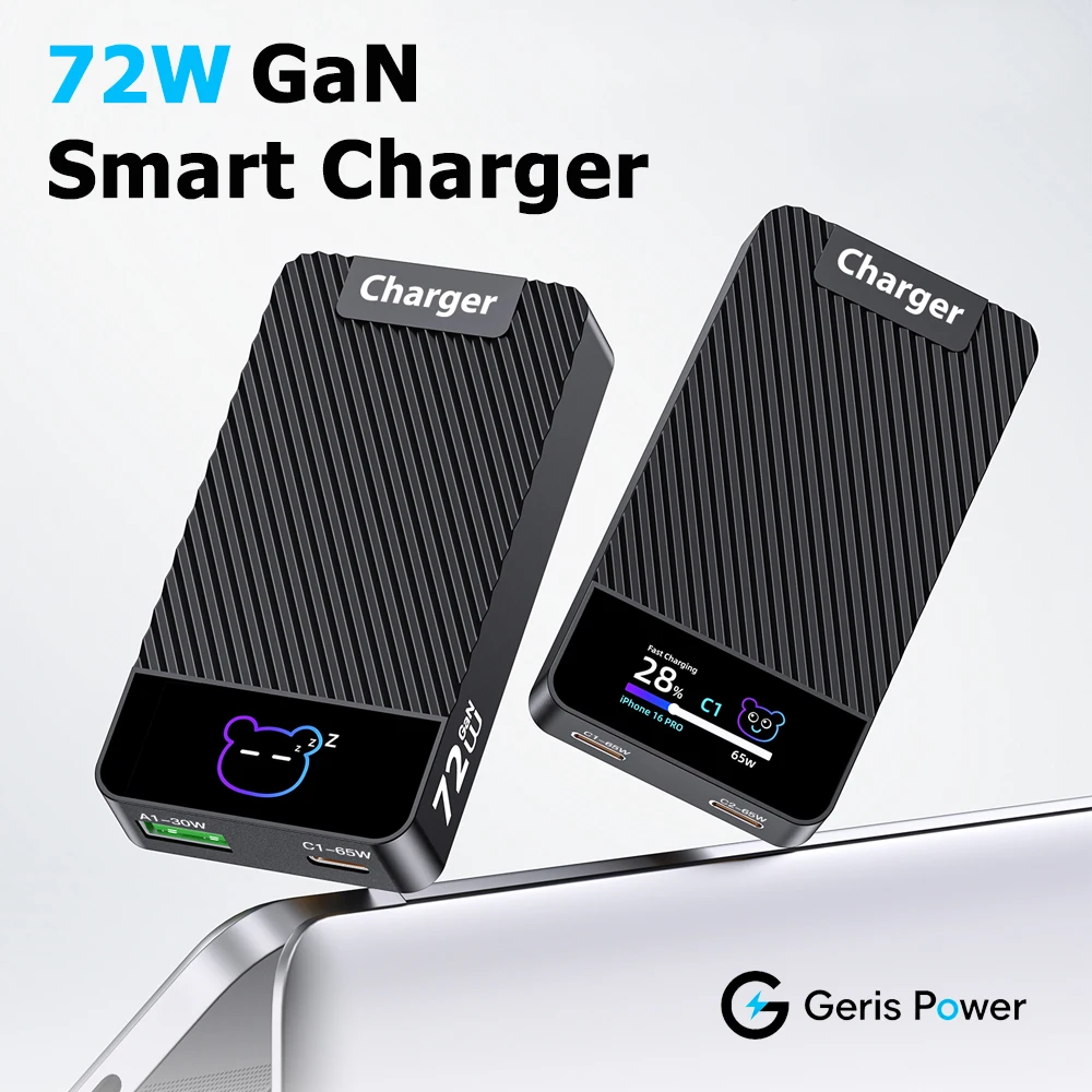超薄型72w-ganトラベル充電器。急速充電40、pd30、ppsに対応。iphone、huawei、samsung、macbook、ノートパソコン用usb-type-cアダプター。