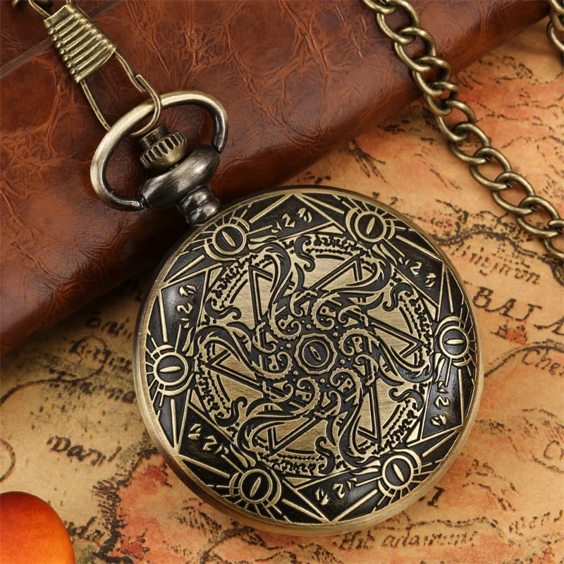 Jam Saku Desain Vintage Steampunk dengan Angka Romawi Berongga, Jam Tangan Quartz dengan Rantai Liontin untuk Hadiah Pria Wanita.