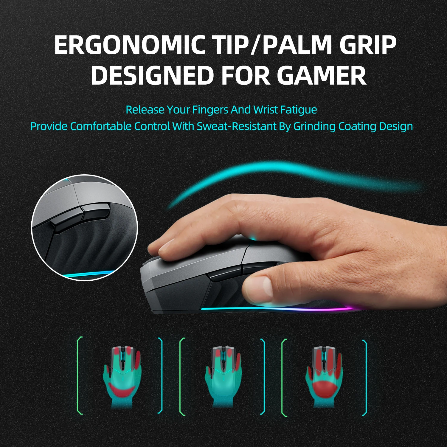 ThundeRobot ML703 ماوس الألعاب اللاسلكية 16000 ديسيبل متوحد الخواص 1000mAh RGB Gamer قابلة للشحن السلكية 2.4G فأرة للحاسوب النقال الكمبيوتر الألعاب