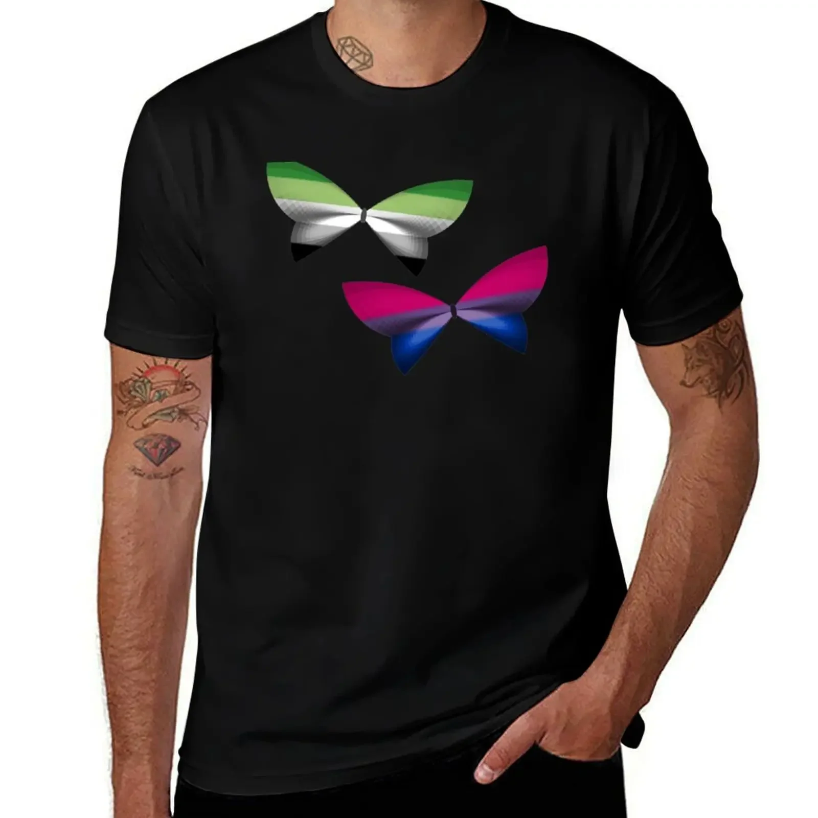 

Aro Bi Pride Butterflies T-Shirt cotton graphic tees vintage graphic tee mens graphic t-shirts pack