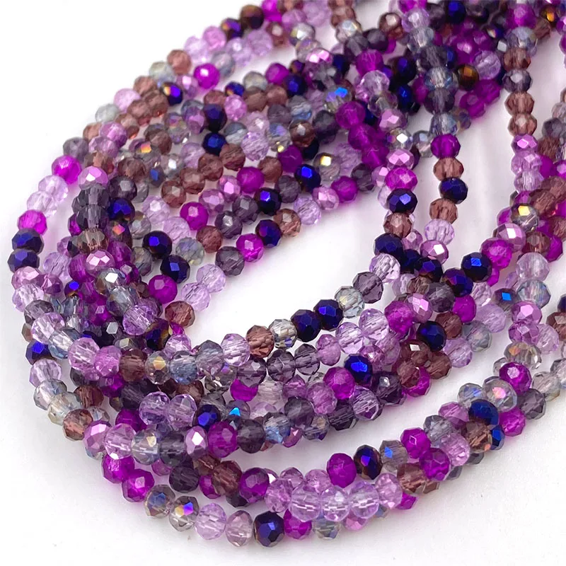 2mm Faceted Rondelle Crystal Beads Loose Spacer Glass Beads for Jewelry Making DIY Necklace Bracelet Accessories