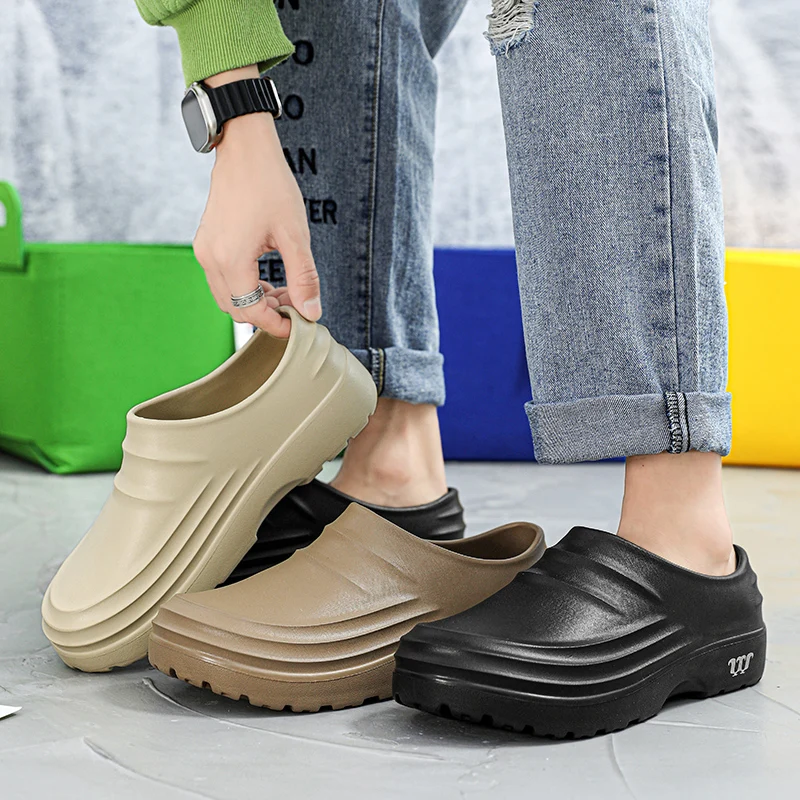

Men's Baotou Shoes Comfortable EVA Anti Slip Waterproof Oil Proof Shoes Outdoor Luxury Sandals Travel Play Fishing Rain Shoes