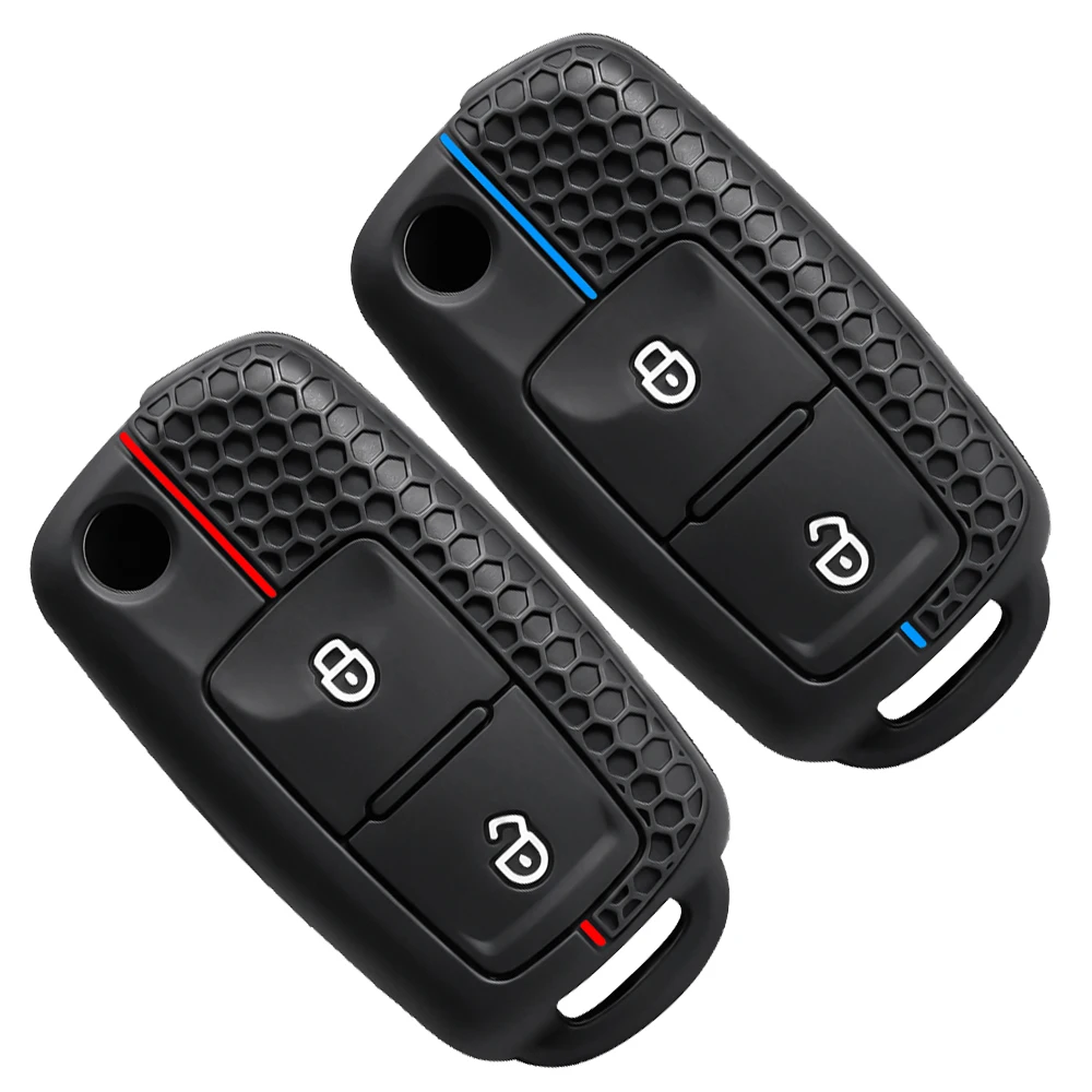 2 Buttons Silicone For VW Volkswagen Amarok Polo Golf 4 5 6 MK4 Bora Jetta Altea Alhambra Passat B5 B6 Car Key Case Cover Shell