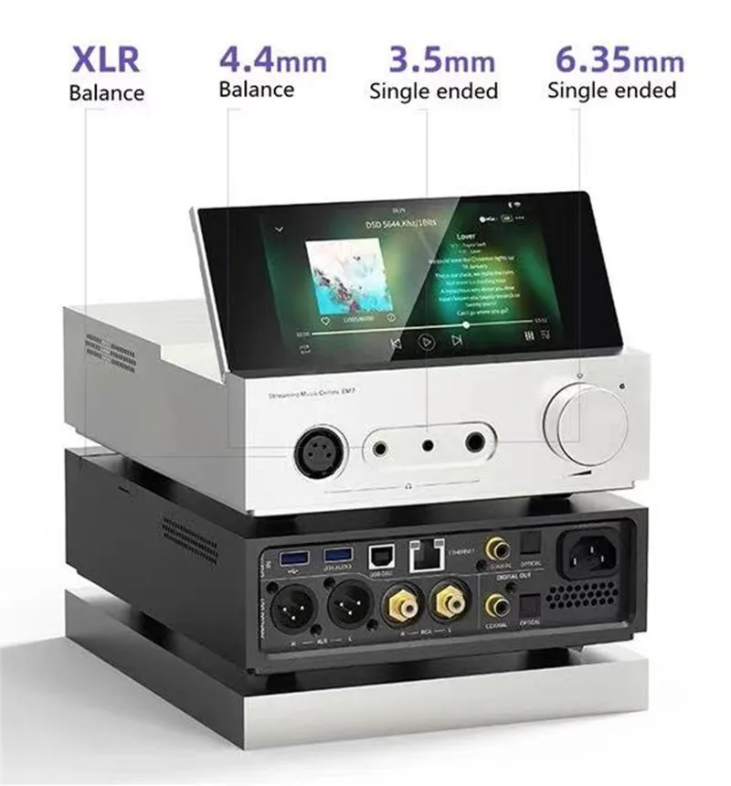 SHANLING EM7 All-in-one Desktop Music Player AMP/DAC ES9038Pro Chip Headphone Amplifier Bluetooth5.0 PCM384 DSD512