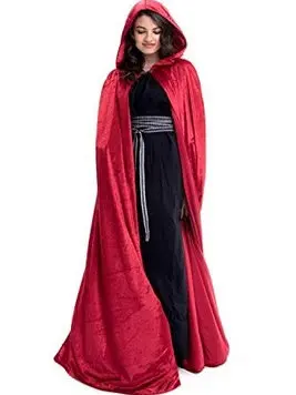 Red Velvet Cosplay Cloak Stage Performance Costume Pure Color Mystery Man Swan Lake Halloween Outfit Women's Ethnic Fashion