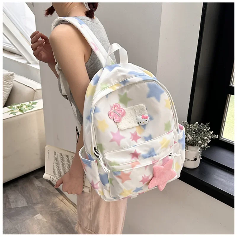 

Sanrio New Hello Kitty Student Schoolbag Cute Cartoon Lightweight and Large Capacity Pink Shoulders One-Piece Dress Backpack