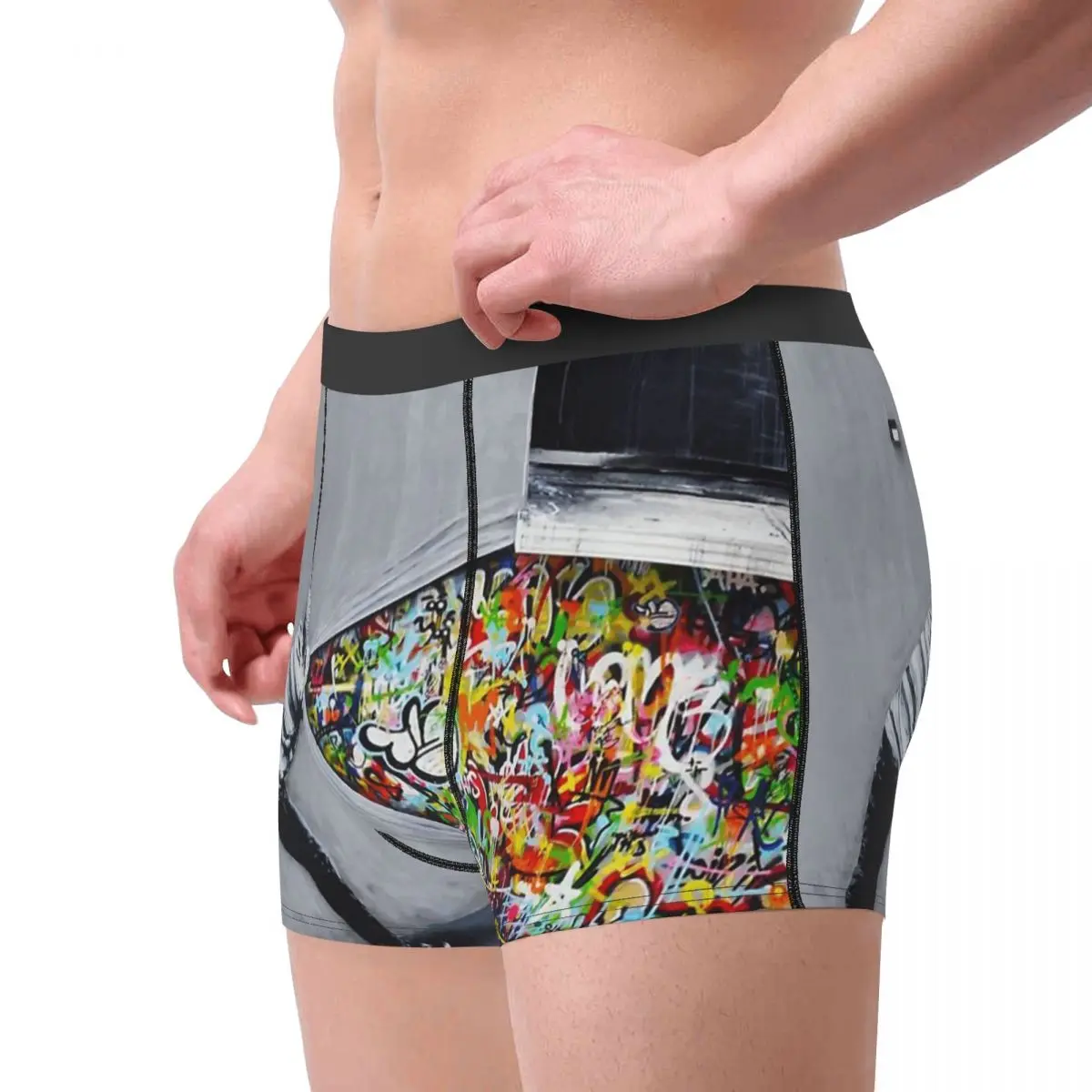 Men Boxer Briefs Shorts Panties Banksy Uncovering Graffiti Soft Underwear Male Novelty Plus Size Underpants