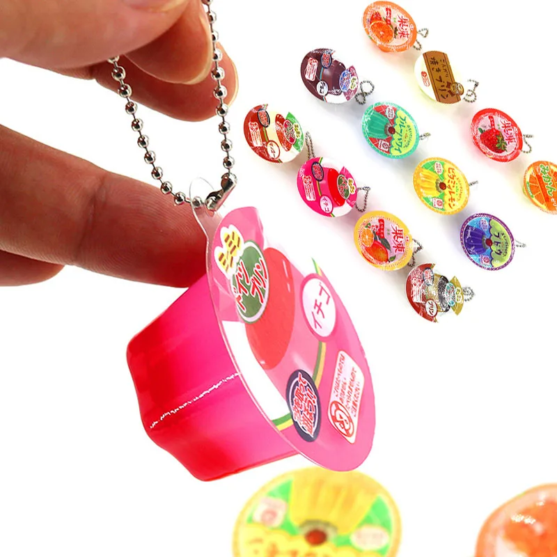 Random 1PCS Charm Summer Fruit Pudding Keychain Pendant Japanese Style Miniature Jelly Keyring Creative Cute Decorative Gift