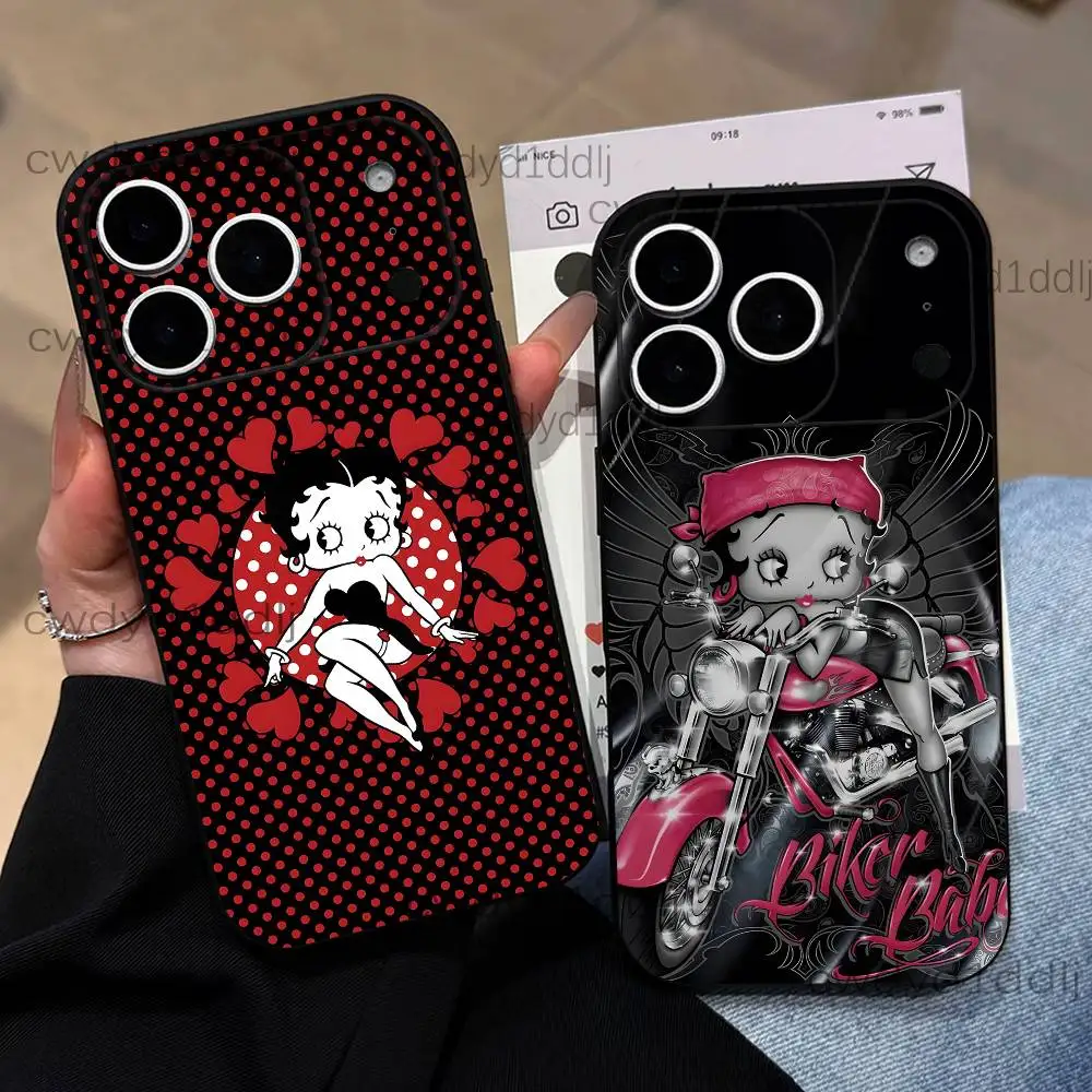 

Sexy B-BeTTy-CuTe-BoopS For iPhone 17,16,15,11,12,14,13 Pro Max Mini XS,XR,7 Plus 16E Air Soft Black Dustproof Phone Case