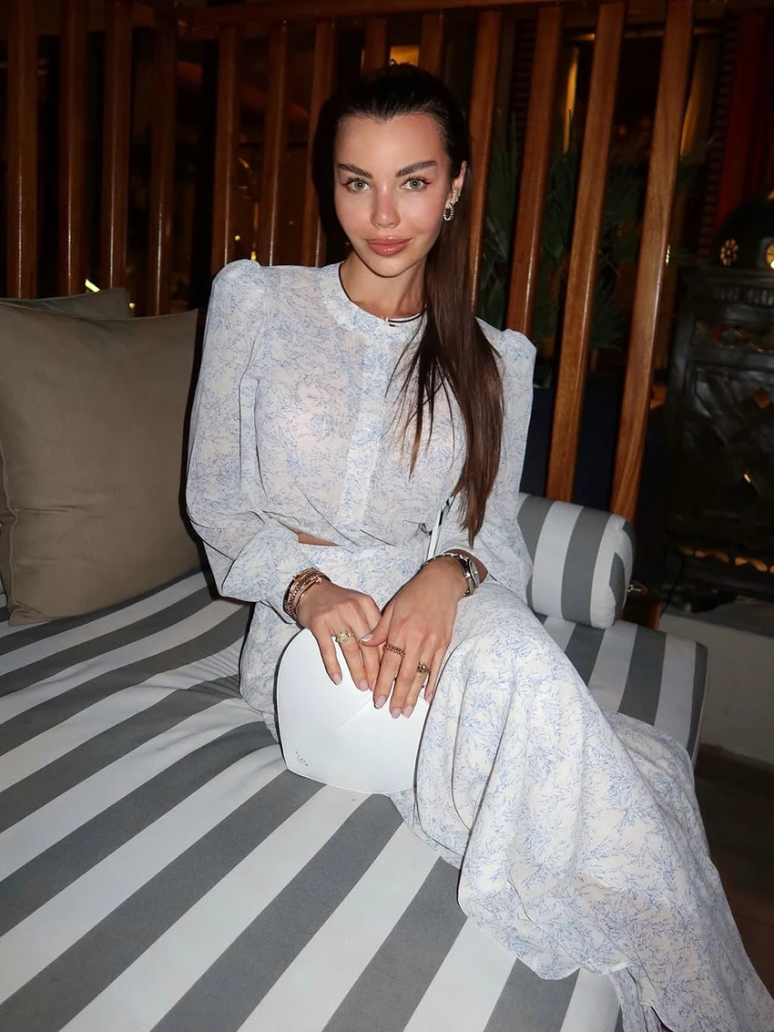 Marthaqiqi Fashion Female Nightgown Suit Long Sleeve Pajama O-Neck Nightie Crop Top Nightwear Long Skirts Printing Sleepwear Set