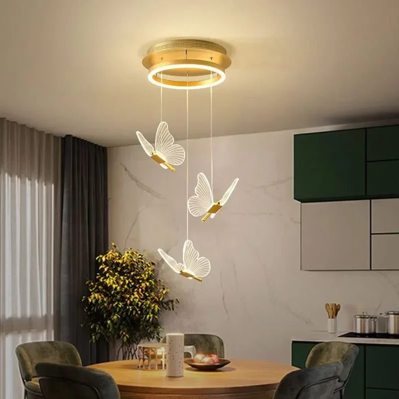 

Modern LED Lamp Personalized Creative Luxury Butterfly Fashion Trendy Pendant Villa Livingroom Bedroom Decor AC85-265V