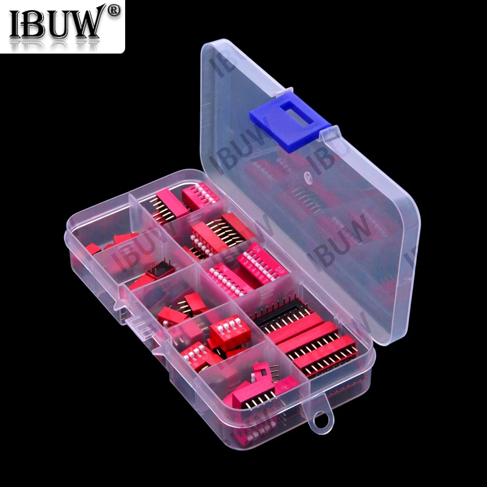

35PCS 1P-9P 1P 2P 3P 9Values ​​2.54mm DIP Switches Red 1P 2P 3P 4P 6P 7P 8P 9P