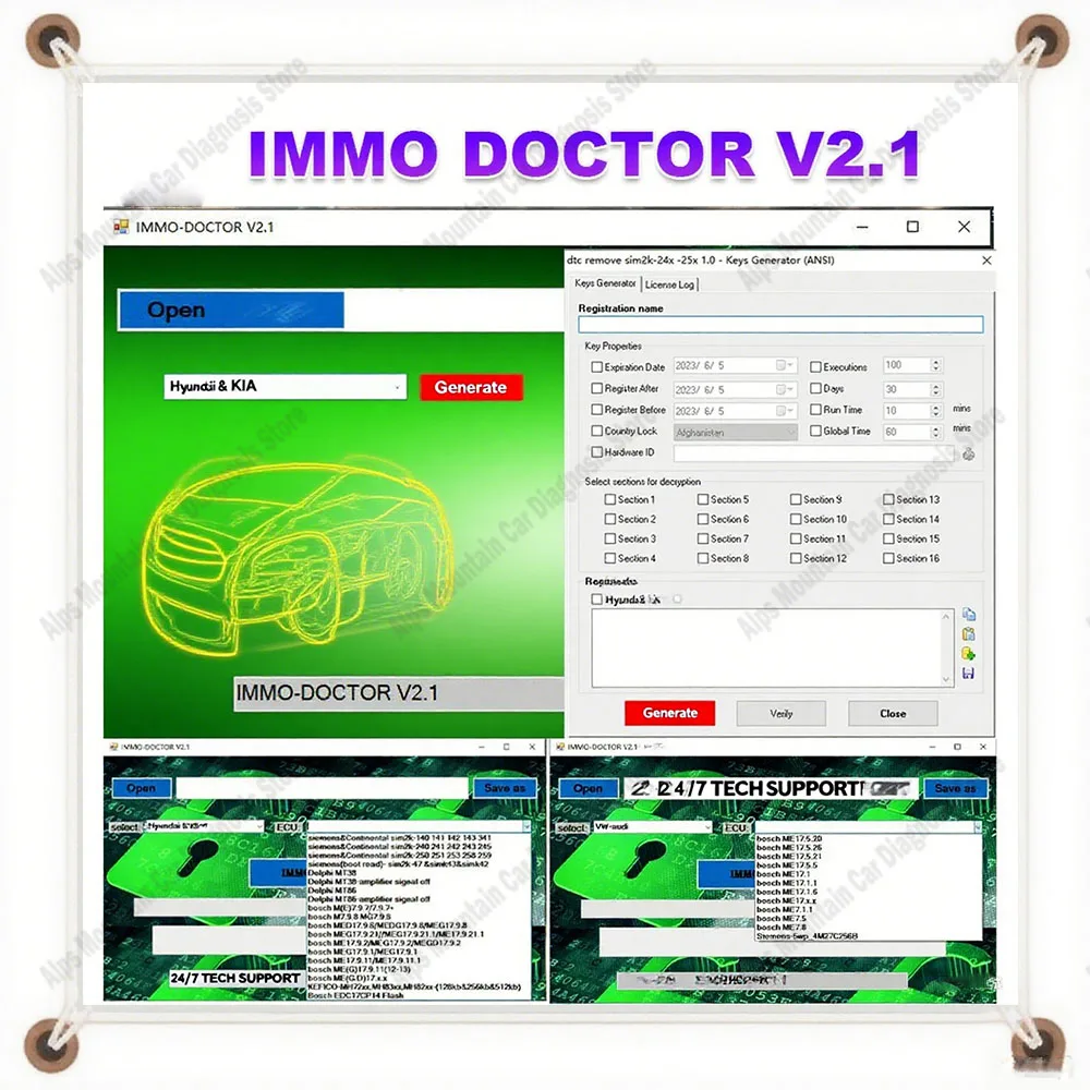 

Latest Version Tools IMMO DOCTOR V2.1 Unlimited KEYGEN Multi Brand ECU Chip Tuning Software for SIM2K MT38 ME 17.9.2 MED17.9.8