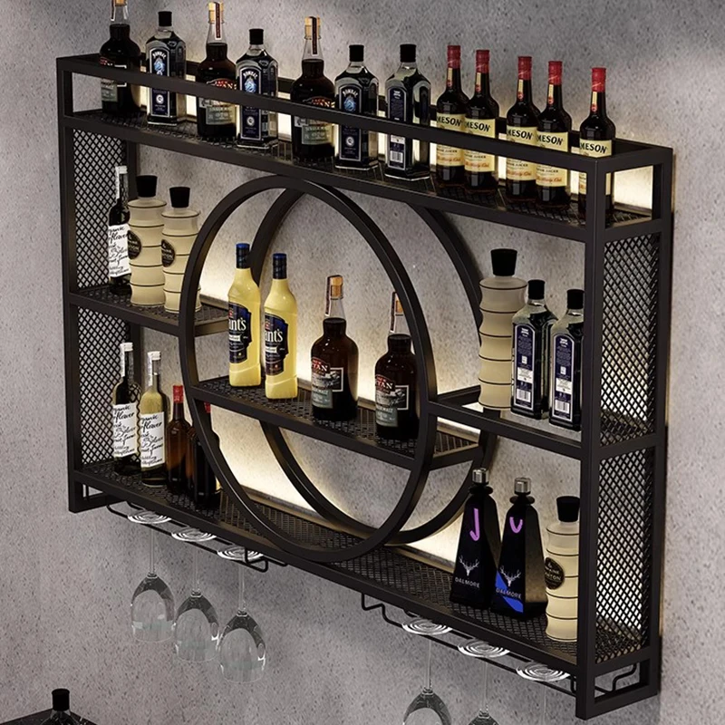 Luxe Planken Barkast Accessoires Kamer Liquor Ijzeren Whisky Elegante Vintage Wijnstandaards Display Buiten Hangend Nordic Rack