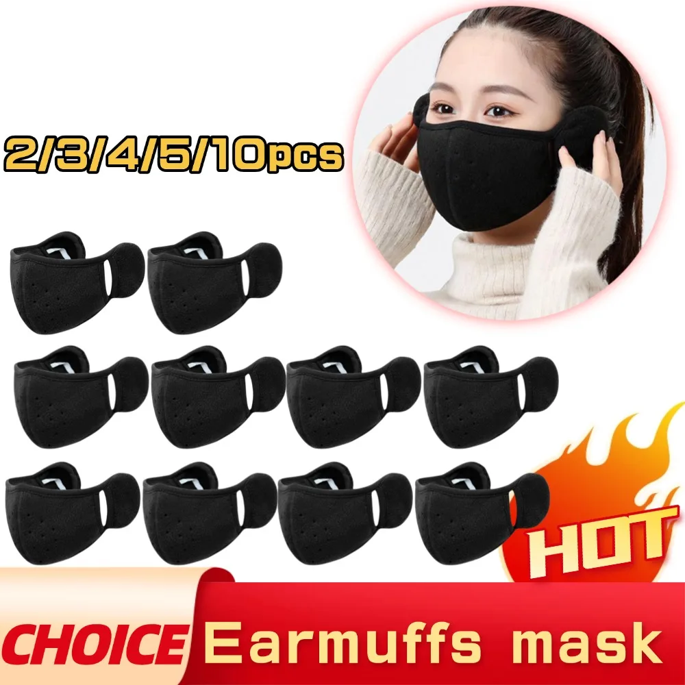 Cache-oreilles en polaire d'hiver avec couvre-bouche coupe-vent unisexe, chauffe-oreilles chaud, masque facial respirant pour les activités de plein air, 2 à 10 pièces