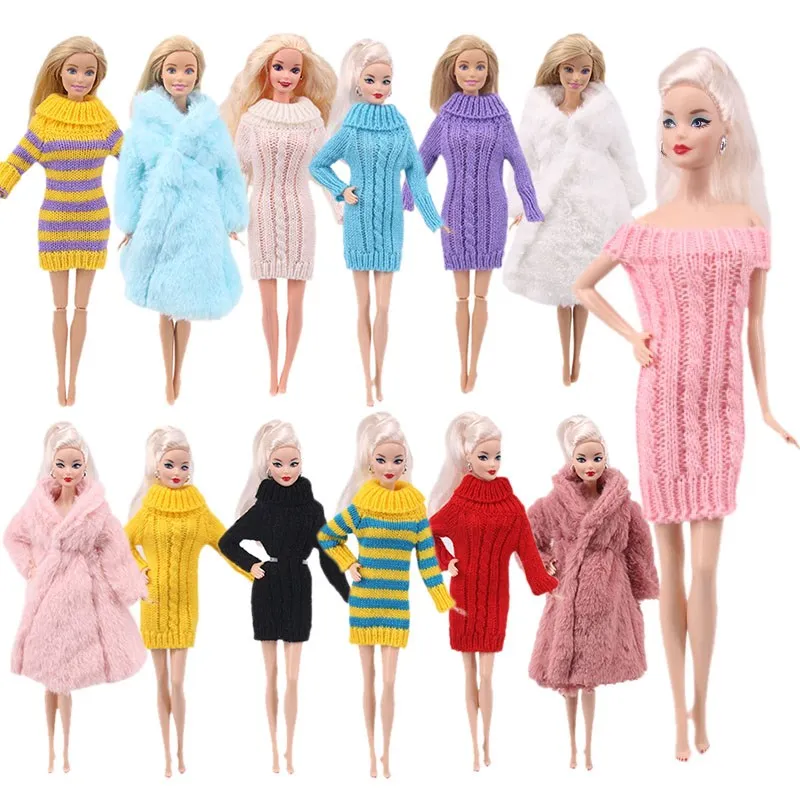 Doll Barbies toys Clothes Mini Knitted Sweater Pajamas Nightgowns Fur Coat For Russian DIY Birthday Girl's Baby Doll Toy Gifts