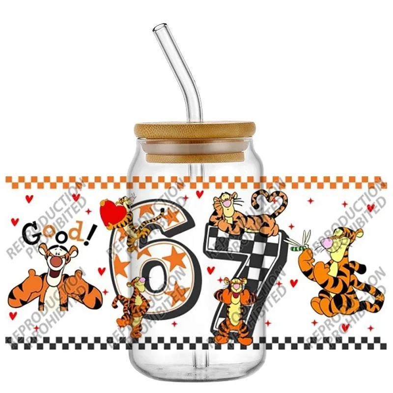 Mixed Cartoon Honey Bear 67 Series UV DTF Cup Wraps, 16oz Custom Label Transfer Stickers for Libbey Glass Can