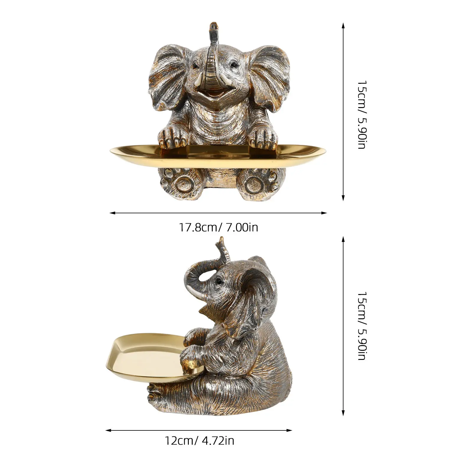 1Set Resin Elephant Shape Feeder Candy Tray Unique Lovely Elephant Decor for Living Room Bedroom Window Sill Dining Table