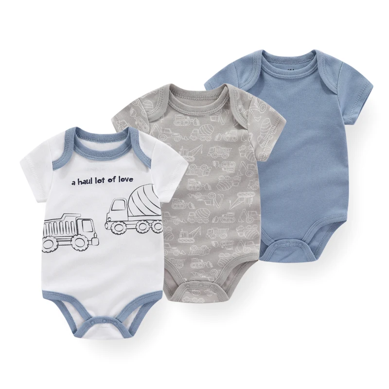 3Pieces Unisex New Born Bodysuits Set Cotton Baby Girl Clothes Cartoon Baby Boy Clothes 0-12M Short Sleeve Bebes