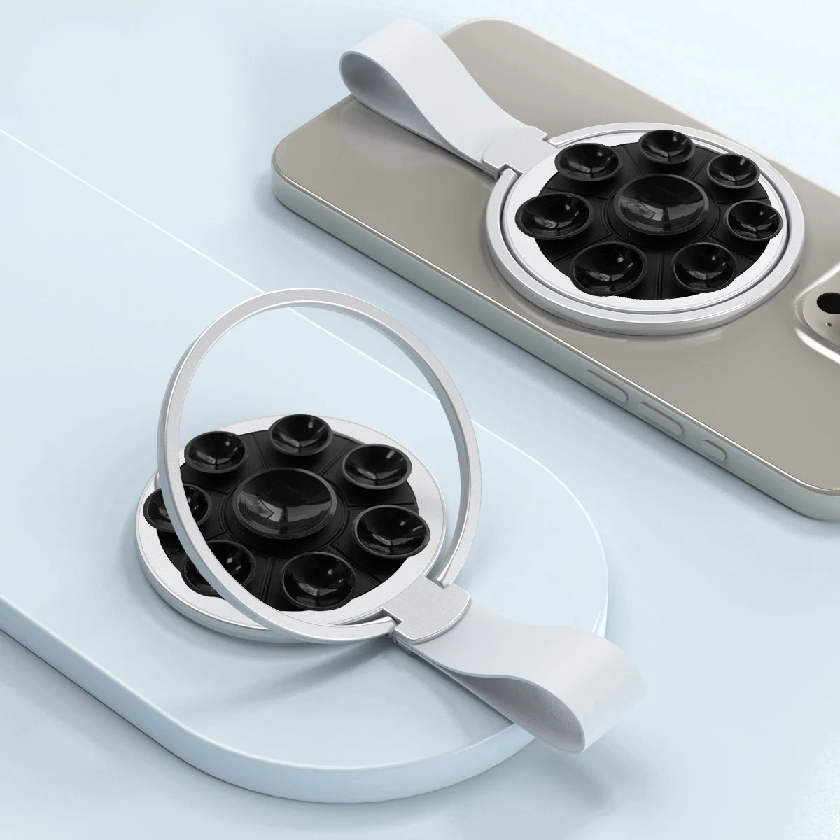 

Stand For Tablet Magnetic 2 Sections Silicone Rubber Sucker Ring Phone Handphone Popsocket Magsafe Ipad Holder Double Side Silic