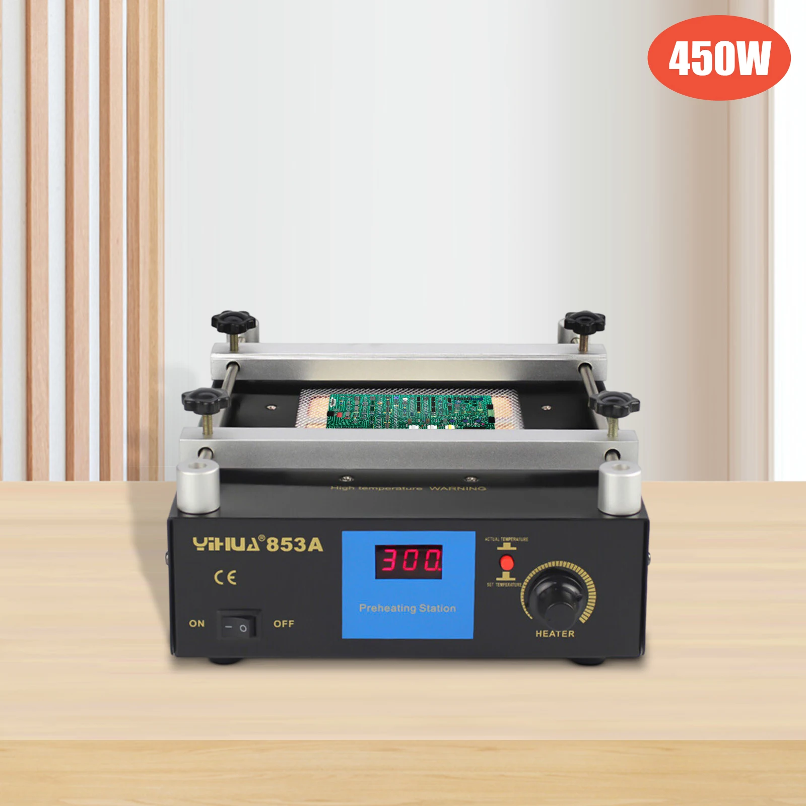 450W 853A Digitale Vorheizlötstation Heißluftpistole Vorheizstation Infrarot BGA Rework Keramikheizung Schweißgeräte Arbeitsplatz