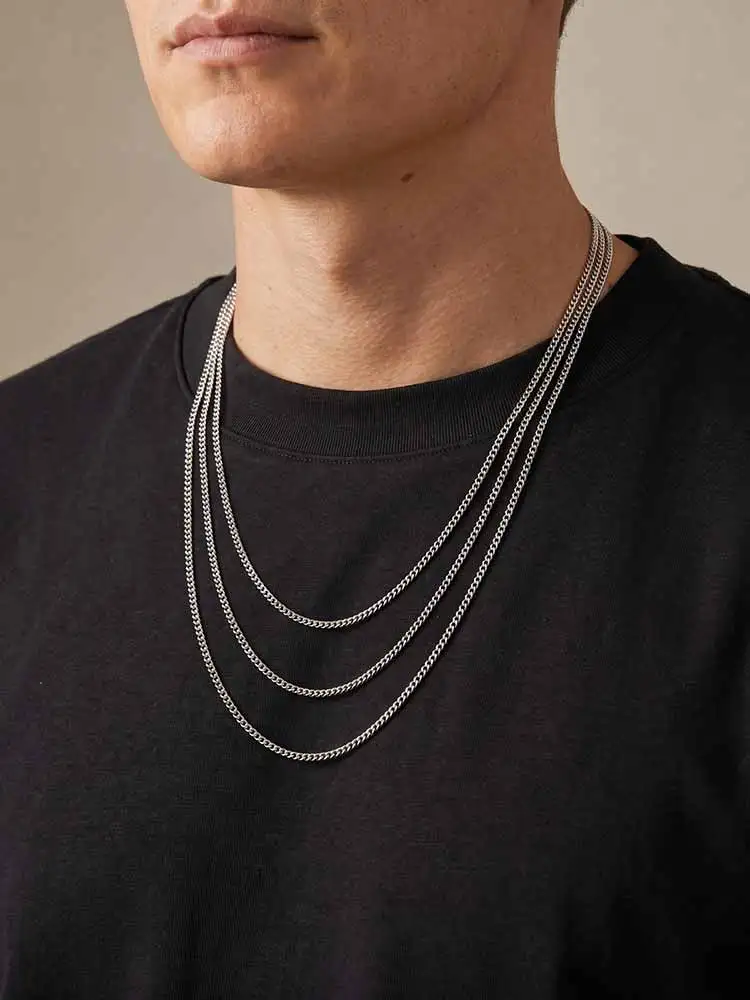 Vnox 45/50/55/60/65/70/80cm Silber- und Goldfarbene Gliederkette, Klassische Halskette für Männer, Edelstahl Mode Alltagsschmuck Geschenk