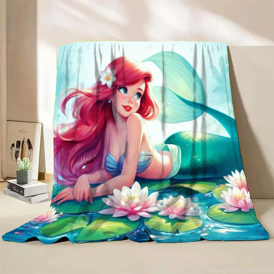 

Ariel The Little Mermaid Print Flannel Thin Blanket King Size Luxury Winter Throw Travel Blanket for Children Sofa Fashion Gift