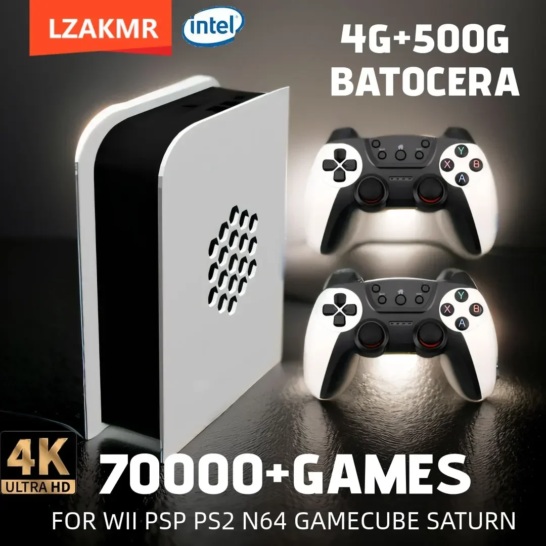 LZAKMR 60+Emulators 500GB Retro Game Console M15 Batocera 3865U 70000+Games For Wii PS2 PSP GameCube N64 Wireless handle