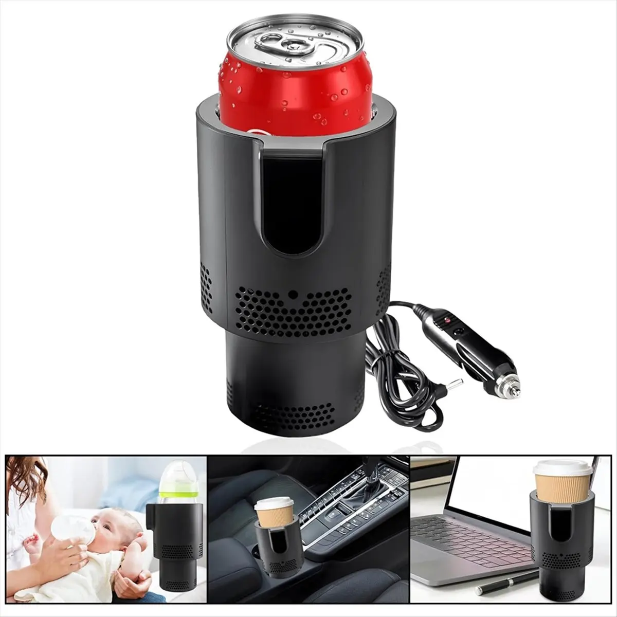 كوب سيارة محمول دافئ وبارد، كوب تسخين قهوة ذكي 2 في 1، حامل أكواب ساخن وبارد للسيارة #5