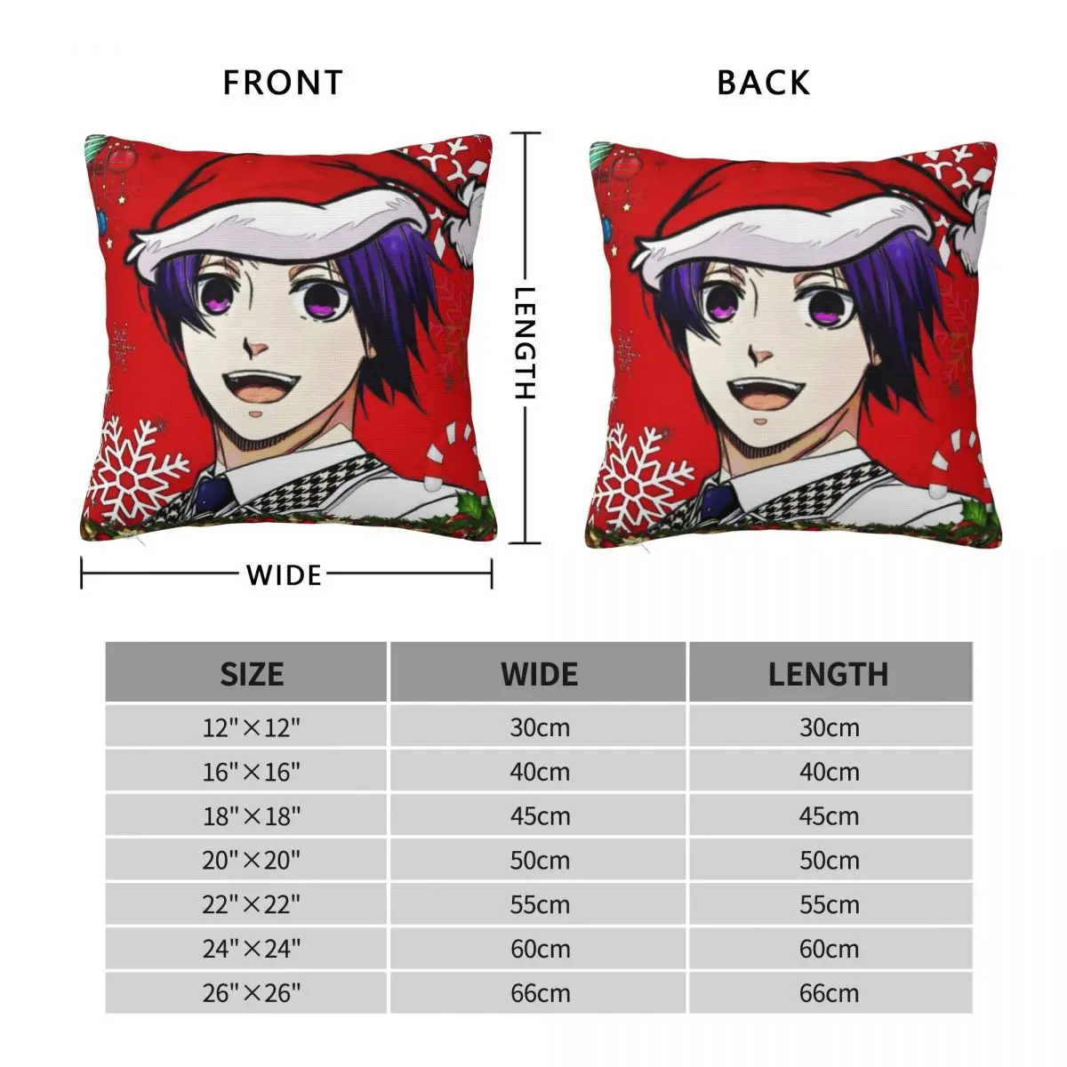 Paars Haar Anime Jongen Kerstmuts Kerst Kunst Kussensloop Kussenhoes Zacht Kussensloop Kawaii Kussenslopen Voor Huisdecoratie