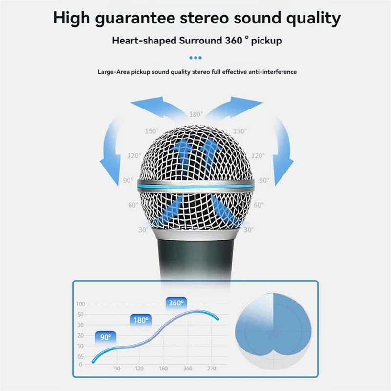 ميكروفون سلكي معدني ديناميكي BNVN لغناء الكاريوكي وحفلات الزفاف وكلام DJ