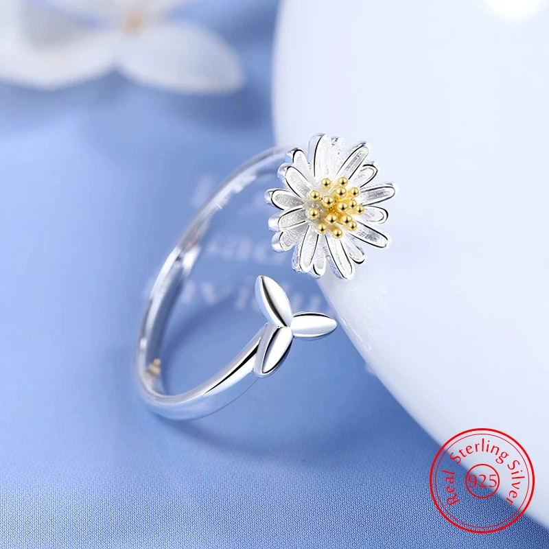 

Genuine 925 Sterling Silver New Jewelry Vintage Flower Ring For Woman FQL25104