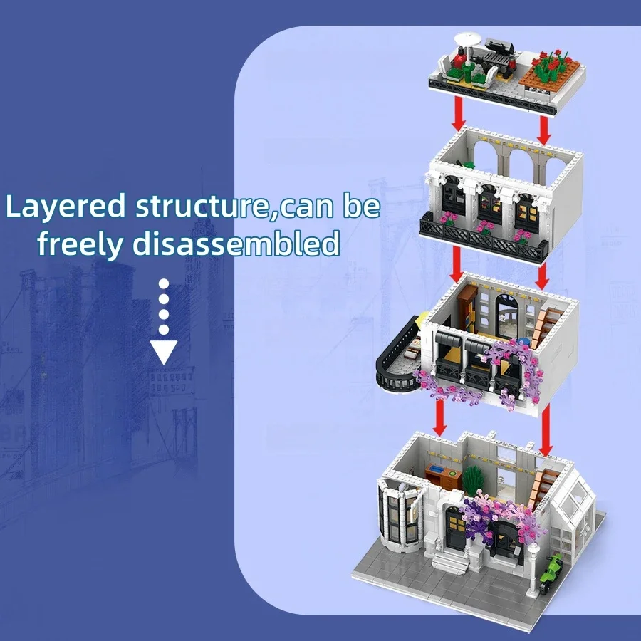 Kit de modelo de ladrillos de construcción de casa de flores creativo MOC, juego de construcción de diseño personalizado, bricolaje creativo para niños y niñas, regalo de cumpleaños