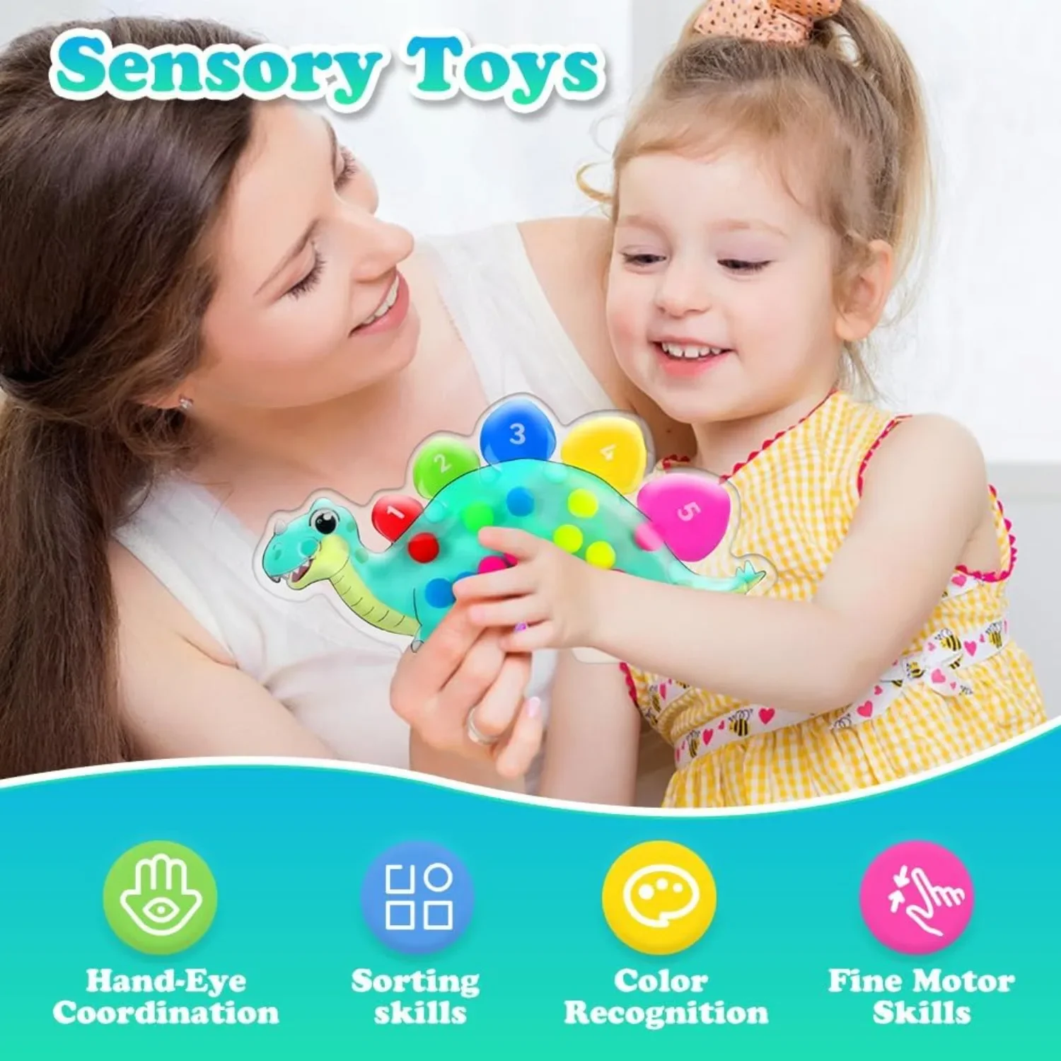 Dinosaur Sensory Toys for Toddler Kids Christmas Gift Fidget Squeeze Toy Montessori Preschool Learning Activities Travel Toys