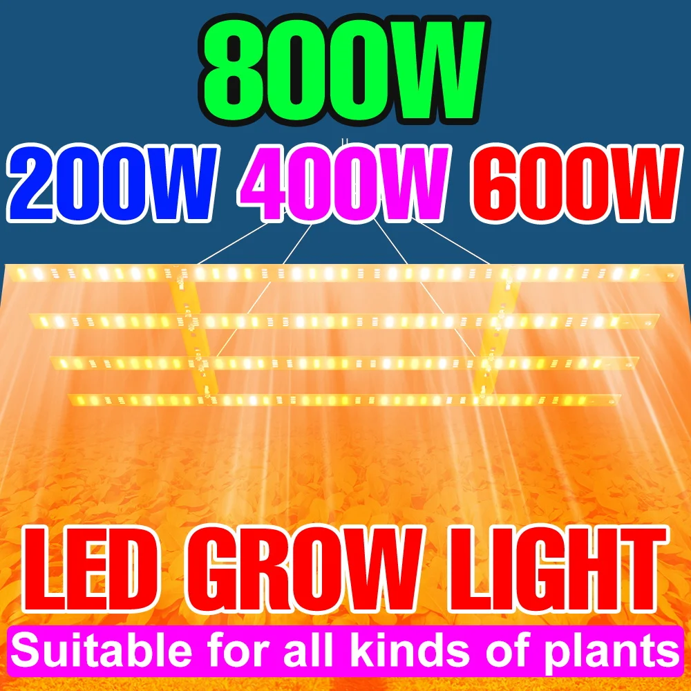 800W LED Pflanzenwachstumslampe Vollspektrum Hydroponik-Kultivierungslampe Gewächshaus-Zelt Beleuchtung für Gemüse, Setzlinge, Blumen, Moos