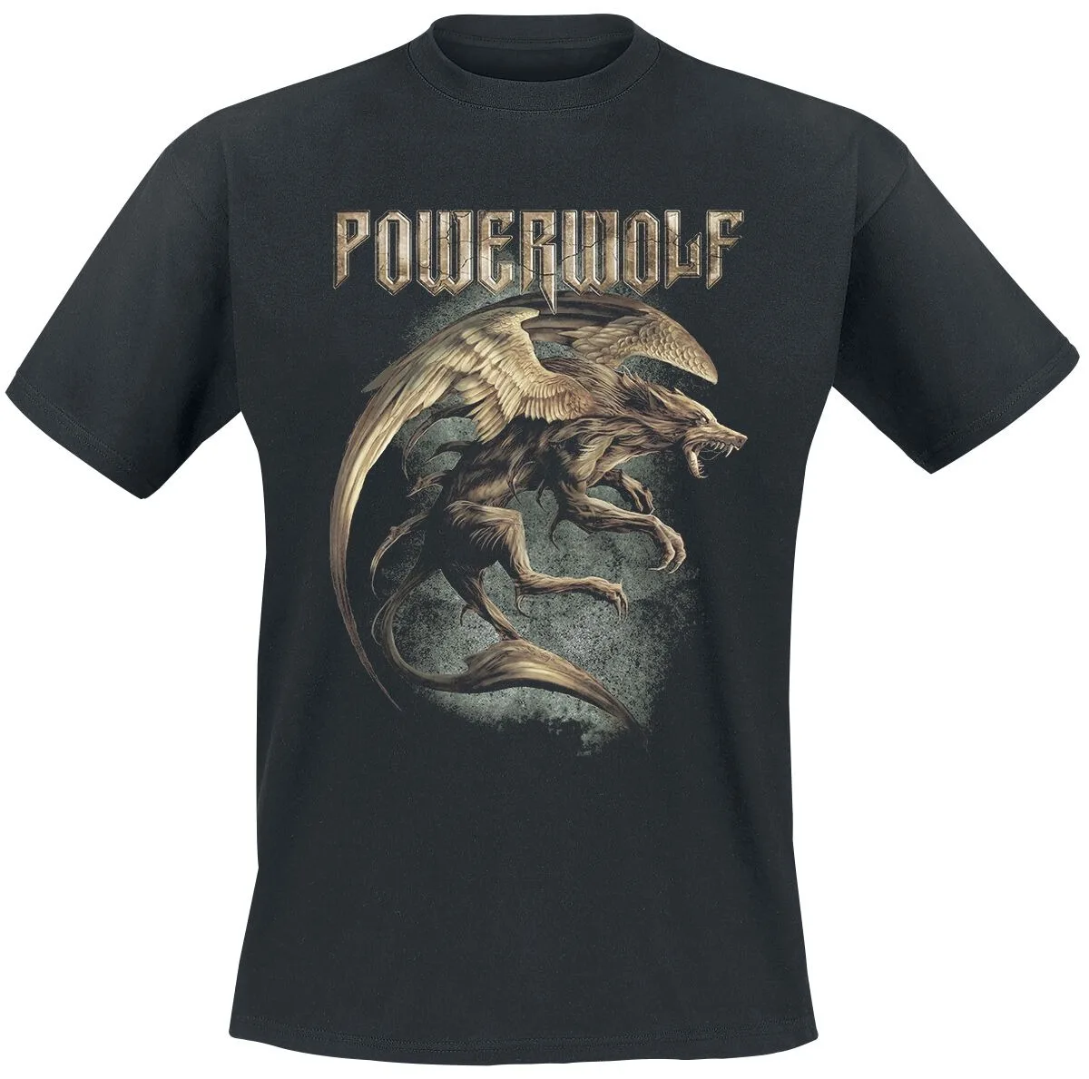 T-shirt unisexe en coton Powerwolf Where The Wild Wolves Have Gone, imprimé loup ailé, t-shirt décontracté pour groupe de rock heavy metal