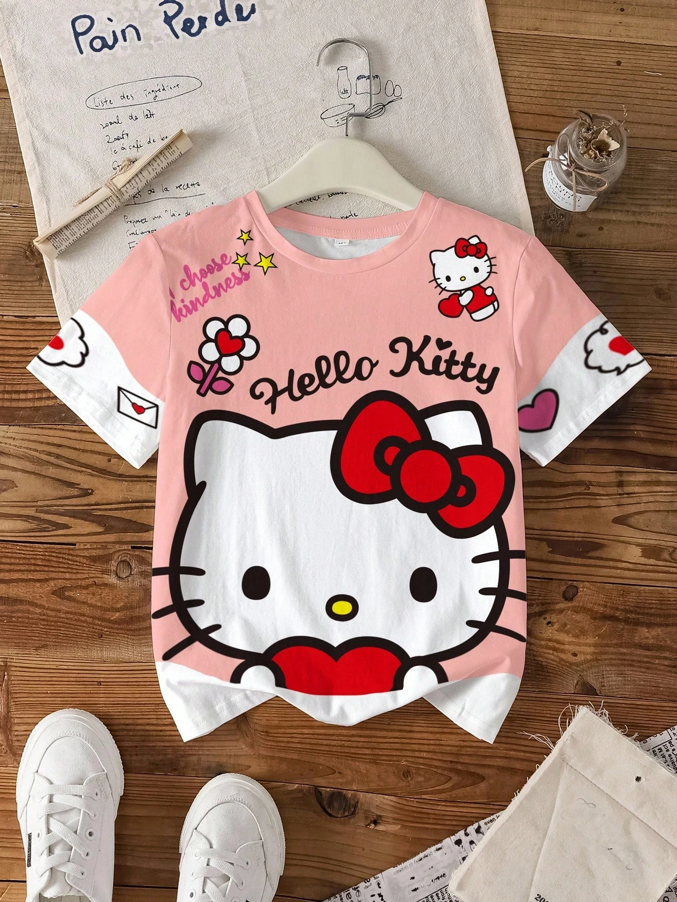 

Детская одежда с принтом «Hello Kitty», модная простая футболка большого размера, милая детская одежда с героями мультфильмов, футболка для девочек, футболки