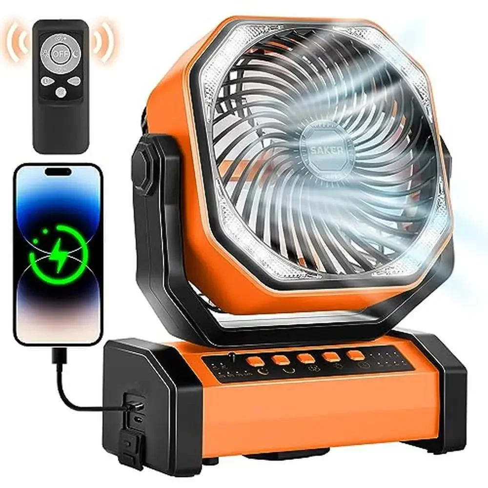 Rechargeable Camping Fan-20000mAh Battery Powered Tent Fans with LED Lantern and Remote Control Auto-Oscillating Quiet Portable