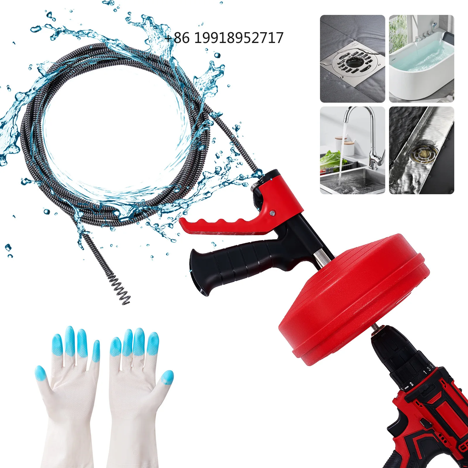 Professional Drain Snake Auger Flexible Plumbing Manual/Electric Drain Clog Remover Quickly 5-10m Length Pipe Dredging JJ376