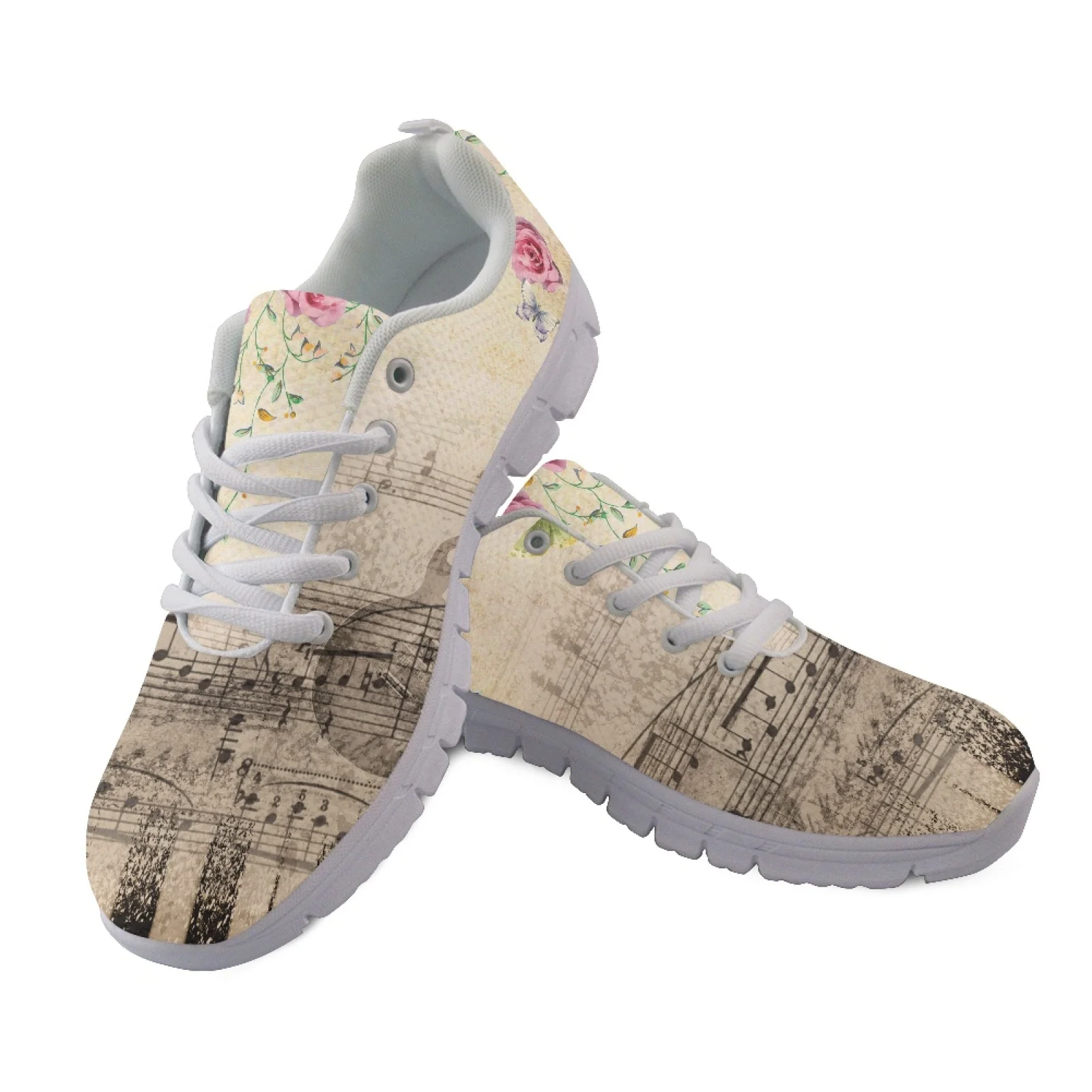 Coloranimal Vintage Sheet Music Running Sneakers Mesh & EVA Sole, Soft Lace up Athletic Shoes 2026 New for Walking and Jogging
