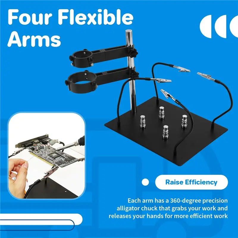 RALCA-Hot Air Gun Frame Soldering Iron Holder PCB Clip Soldering Station Heat Gun Stand Welding Tool Black