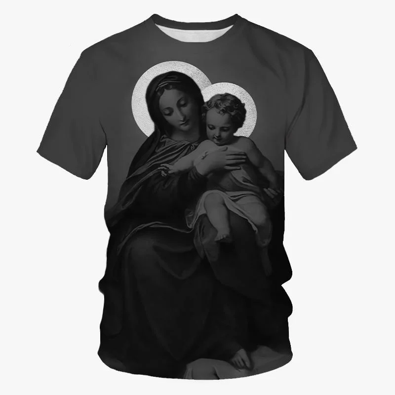 Faith Christianity Mother Of God T Shirt Women Mens 3D Print Virgin Mary Casual T-Shirt Kids Tops Tees Comfortable Male Clothing