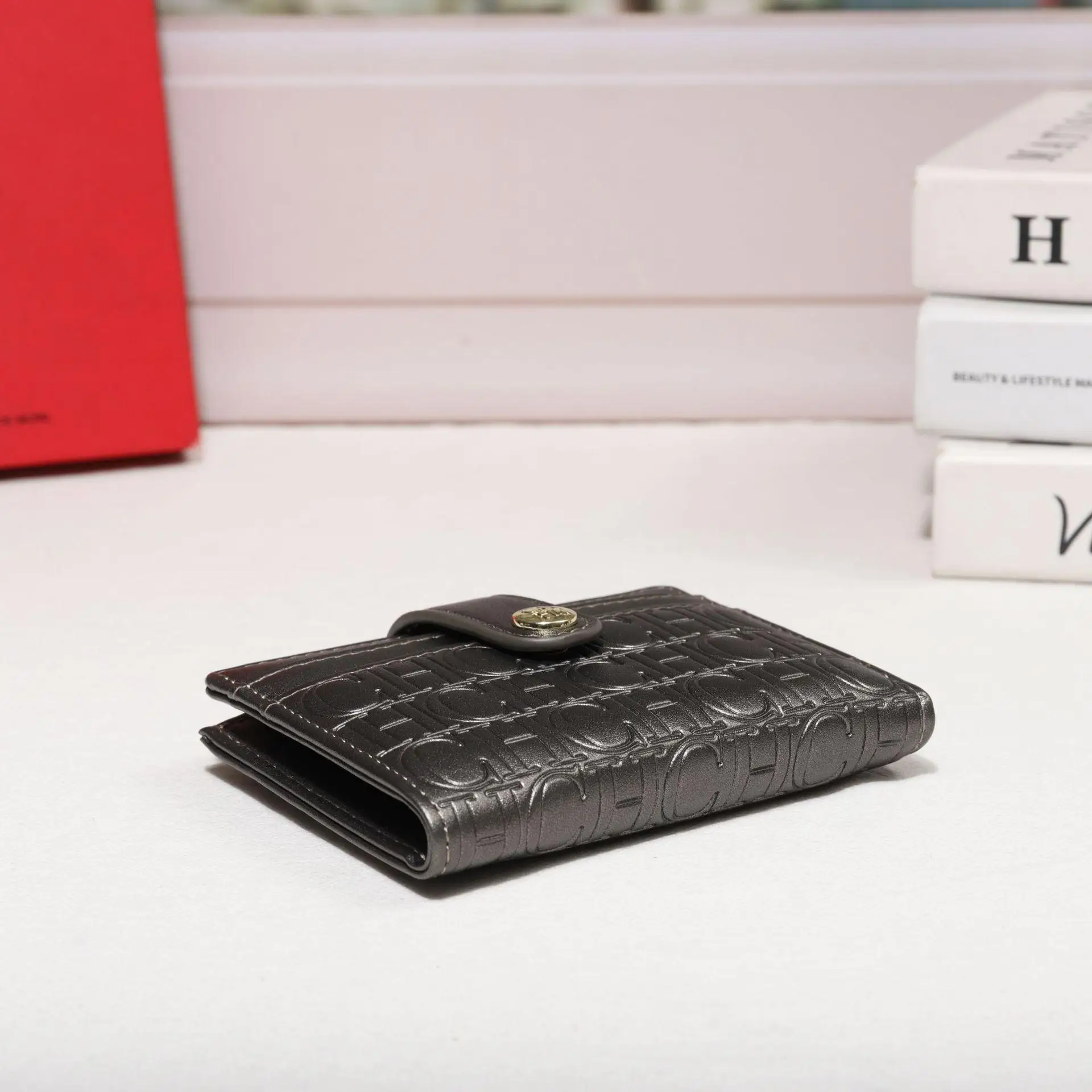 CH Luxury Classic Folding Wallet Small Lightweight Women's Wallet Retro Print Mini Card Holder Multi-function ID Card Coin Purse