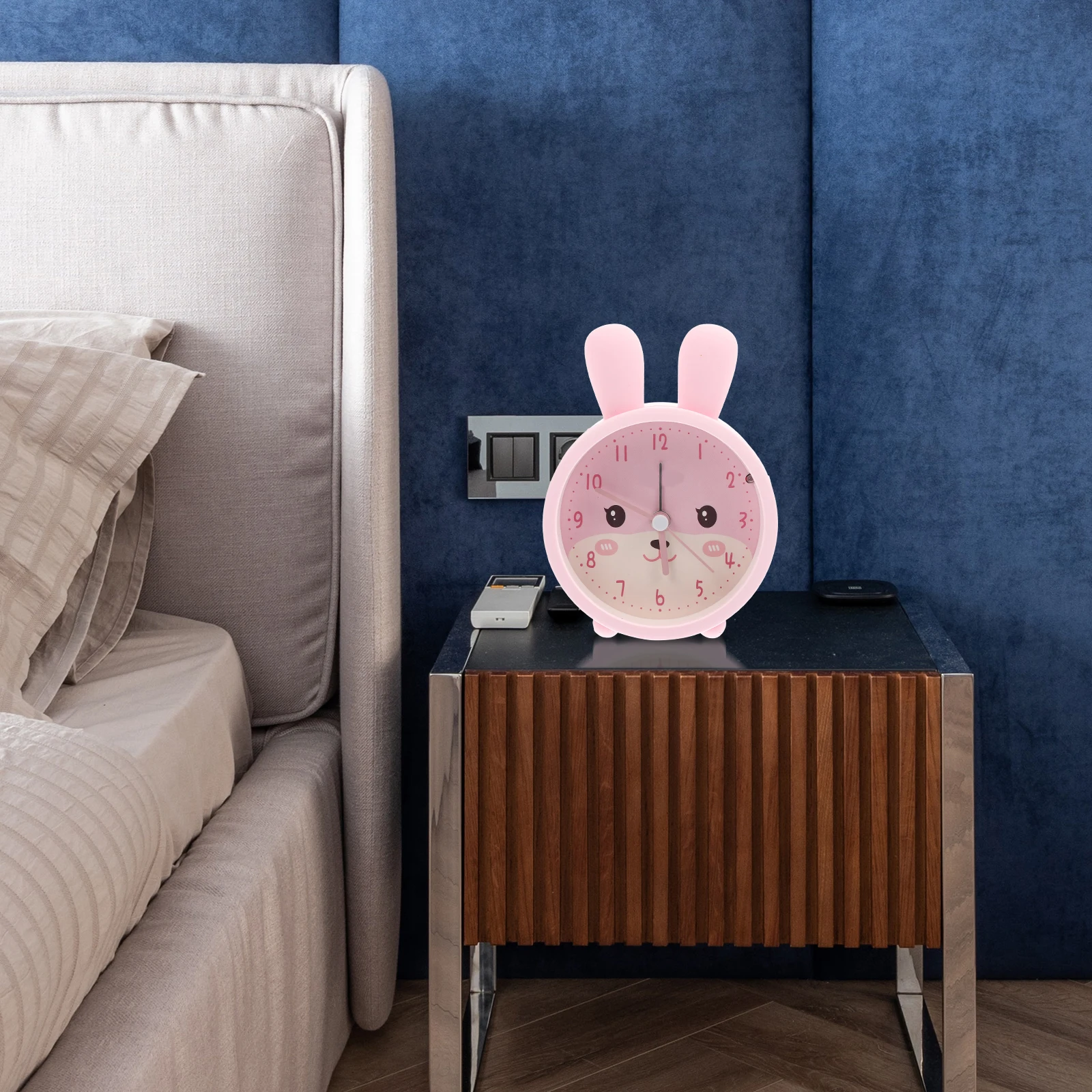 

Cartoon Rabbit Alarm Clock Silica Gel Glass Desk Small Night Lamp Dorm Household Silent Bedside Table Decorative Time Accurate