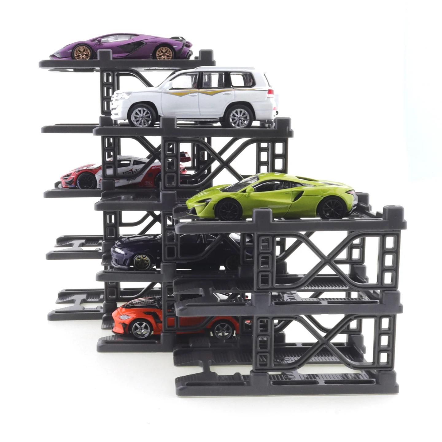 HJMX 1:64 Three-dimensional Assembly Parking Stand 12-layer Assembly Simple Parking Garage Building Model image 5