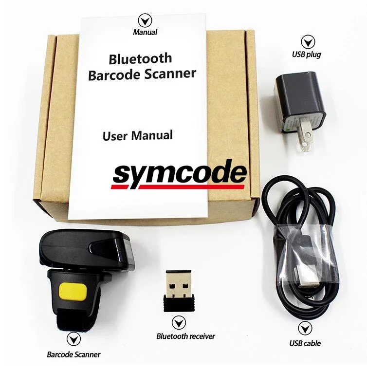 New Symcode R30 Mini Portable Android Tablet PC 2D Barcode Wireless QR Code Scanner Finger Wearable Ring Scanner With USB Interf