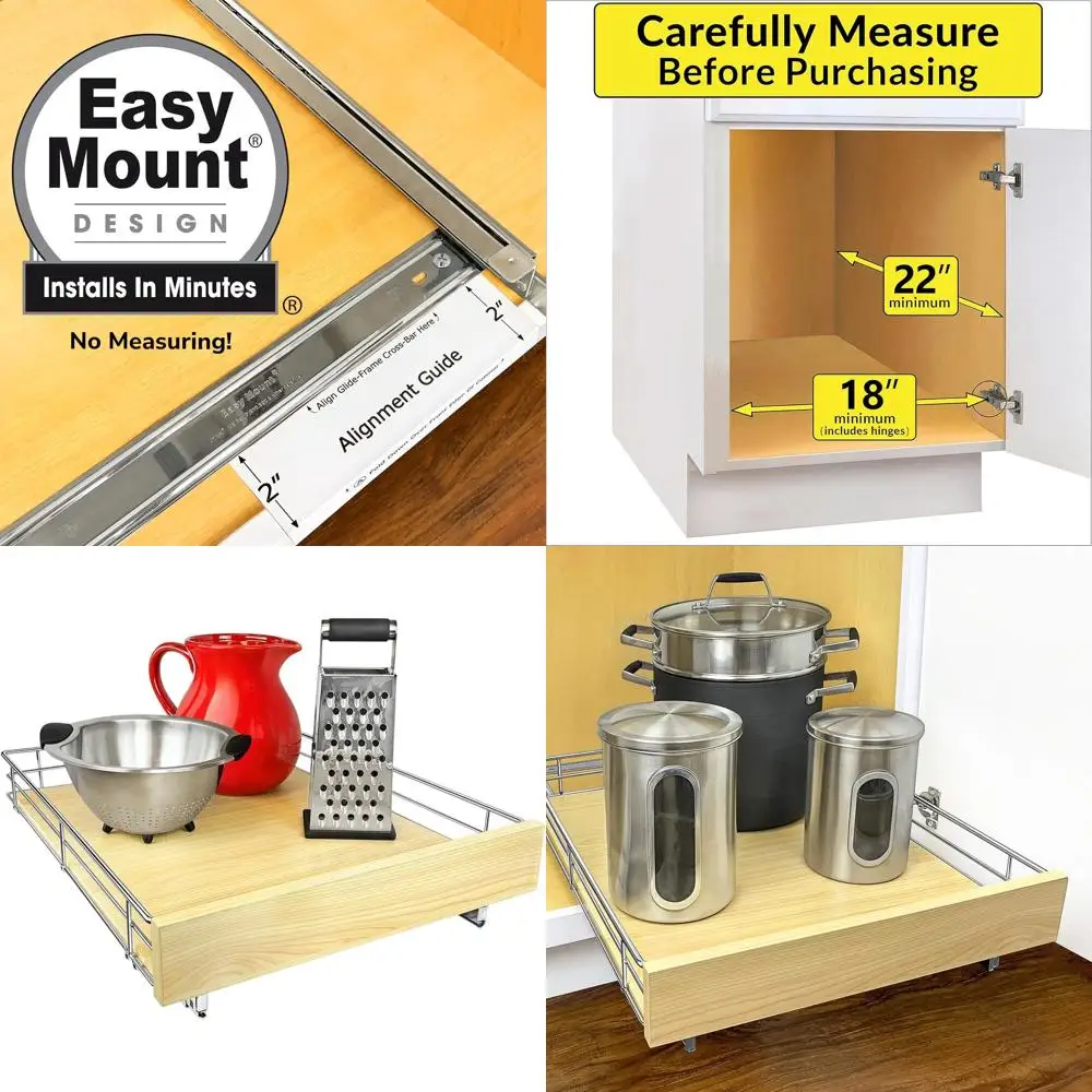 

Выдвижной органайзер для кухонного шкафа 17 x 21, с выдвижными ящиками, деревянная хромированная отделка, пожизненная гарантия