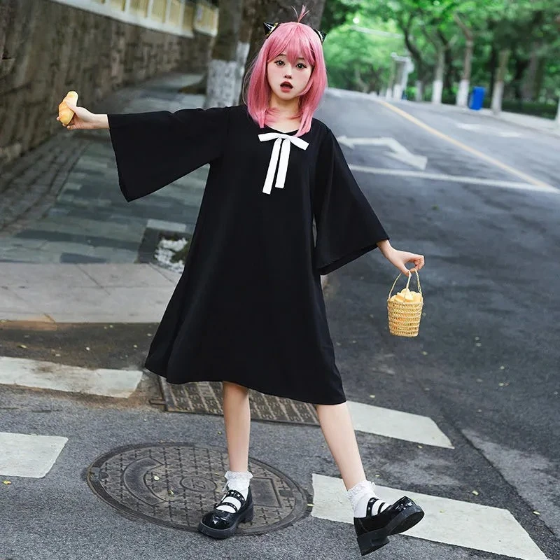 

Anime Anya Forger Costume Cosplay Identical Black Dress Daily Wear Role Play Outfit for Women Girls Halloween Carnival Party
