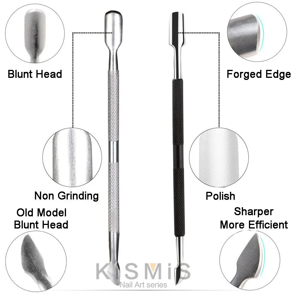 Ensemble d'outils pour enlever les cuticules, coupe-cuticules et poussoir, pince professionnelle en acier inoxydable pour le soin des ongles, 2 pièces